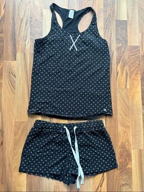 Calvin Klein Woman’s Black Printed Racerback Tank & Shorts Sleep Set Size M